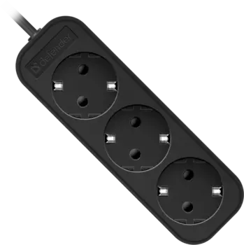 Удлинитель Defender M350, 3-розетки, 5м, черный (99323)