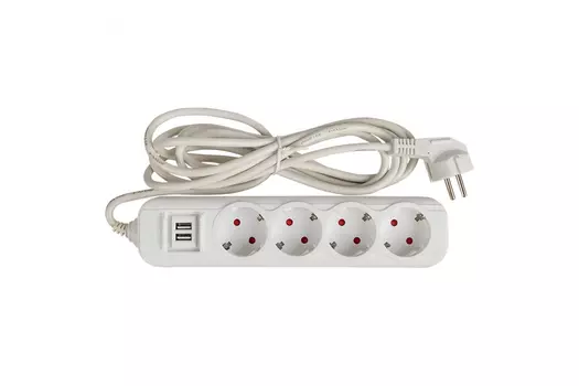 Удлинитель EKF Эксперт, 4-розетки, 5м, белый ( UBA16-2USB-4-05i)