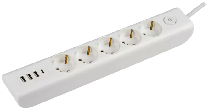Удлинитель IEK Modern У05В, 5-розеток, 2 м, белый (WYP12-16-05-02-ZKU-K01)