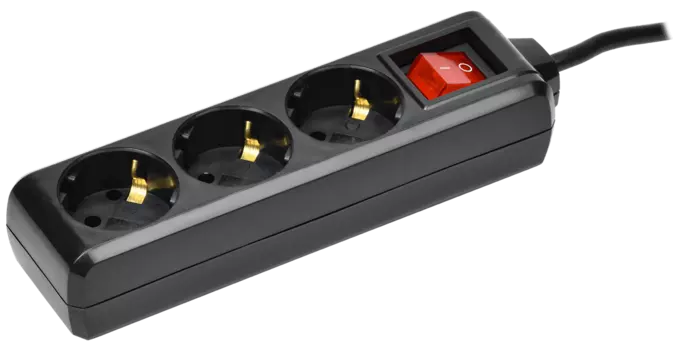 Удлинитель IEK У03К, 3-розетки, 3 м, черный (WYP10-16-03-03-ZK-K02)