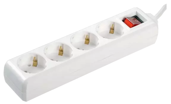 Удлинитель IEK У04К-выкл., 4-розетки, 1.5 м, белый (WYP10-16-04-01-Z-17)