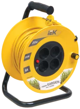 Удлинитель на катушке IEK Garden УК20, 4-розетки, 20м, желтый/черный (WKP23-06-04-20)