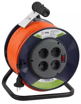 Удлинитель на катушке Эра RPx-4s-2x1.5-50m, 4-розетки, 50м, синий/оранжевый (Б0046831)