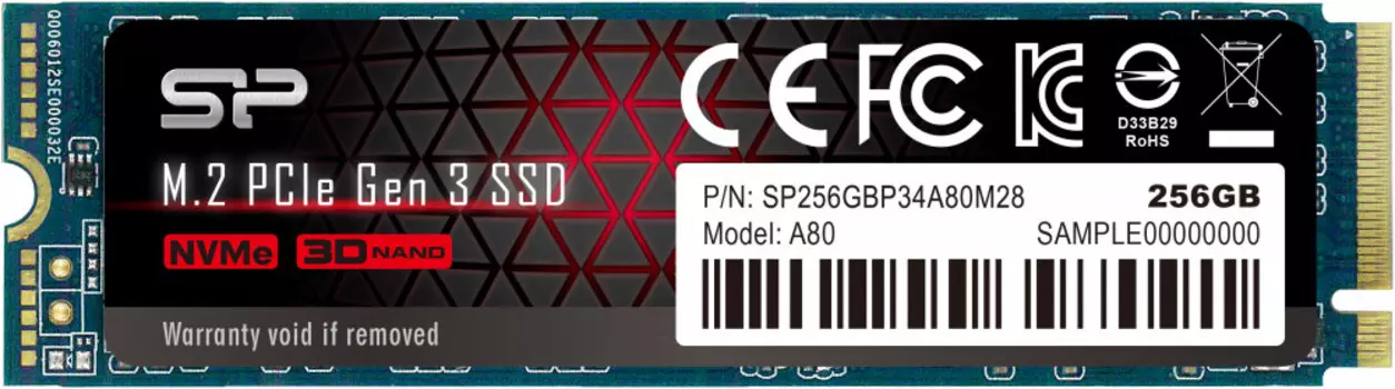 Твердотельный накопитель (SSD) Silicon Power 256Gb P34A80, 2280, M.2, NVMe (SP256GBP34A80M28)