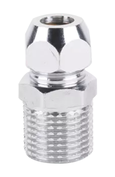 Ниппель-переходник (бочонок) усиленный 1/2"х3/8" в/н с цангой 10 (хром), MP-У