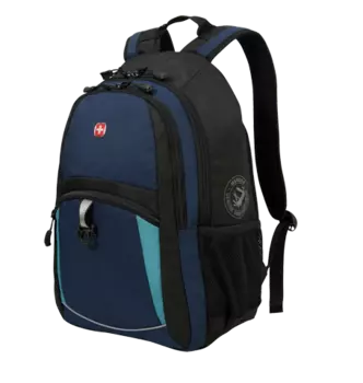 Рюкзак Wenger 15", синий/черный/бирюзовый, 33x15x45 см, 22 л (+ Антисептик-спрей для рук в подарок!)