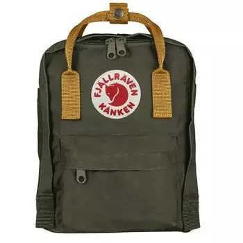 Рюкзак Fjallraven Kanken Mini, темно-зеленый/желтый, 20х13х29 см, 7 л (+ Антисептик-спрей для рук в подарок!)