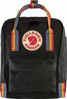 Рюкзак Fjallraven Kanken Rainbow Mini, черный/радуга, 20х13х29 см, 7 л (+ Антисептик-спрей для рук в подарок!)