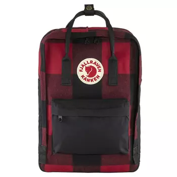 Рюкзак Fjallraven Kanken Re-Wool Laptop 15", клетка красный/черный, 28х16х40 см, 18 л (+ Антисептик-спрей для рук в подарок!)