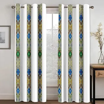 Эфиопские и эритрейские традиционные шторы для гостиной, комплект Tilet Design, высококачественная полиэстеровая ткань Cortinas 50W130H(CM)x2pcs&Rod Pocket