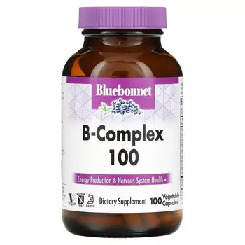 Bluebonnet Nutrition, B-Complex 100, витамины группы B, 100 вегетарианских капсул