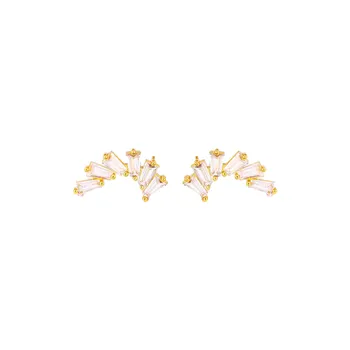 Серьги Muse Gold-Plate Super Flash Diamond, трансляция Kuaishou, маленькие серьги Fragrant Wind с геометрическими лепестками