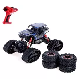 Джип радиоуправляемый «Гусеничный вездеход», полный привод 4wd, работает от аккумулятор, цвет синий
