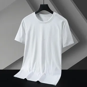 Мужские футболки Oversize Fahion, черные, белые, большие размеры 3XL-11XL, летняя футболка с короткими рукавами 3XL чёрный