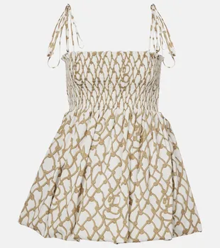 Мини-платье из хлопка с узлами и сборками Burberry, Thatch Ippattern