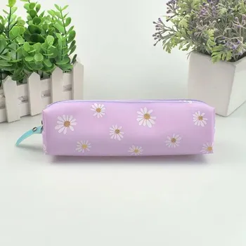 1 шт. Kawaii прозрачный пенал с изображением ромашки, подарок, Estuches, школьный пенал, пенал, сумка для карандашей, школьные принадлежности, канцелярские принадлежности белый
