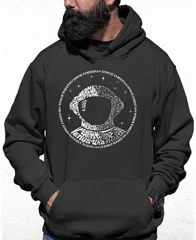 Мужская толстовка с капюшоном i need my space astronaut word art LA Pop Art, серый