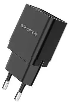 Сетевое зарядное устройство Borofone BA19A Nimble 5W, 1USB, 1A, черный (6931474702586)