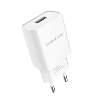 Сетевое зарядное устройство Borofone BA20A Sharp, 1USB, 2.1A, белый (6931474700681)