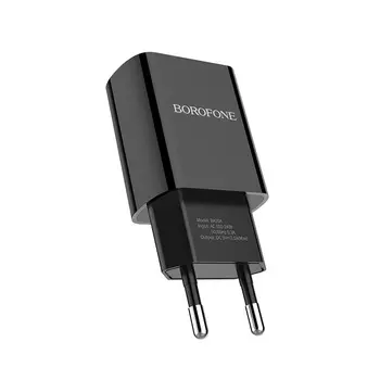 Сетевое зарядное устройство Borofone BA20A Sharp, 1USB, 2.1A, черный (6931474702081)