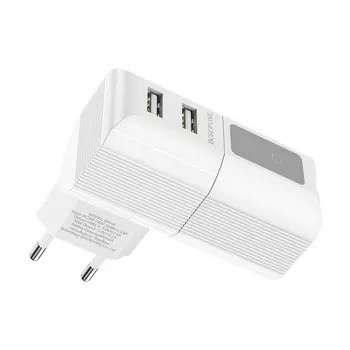 Сетевое зарядное устройство Borofone BA44A Sage, 2USB, 2.1A, белый (6931474725639)