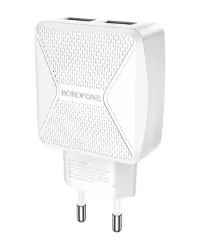 Сетевое зарядное устройство Borofone BA45A Max, 2USB, 2.4A, белый