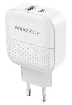 Сетевое зарядное устройство Borofone BA46A 18 Вт, USB, USB type-C, Quick Charge, PD, 3А, белый