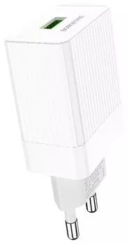 Сетевое зарядное устройство Borofone BA47A 18W, 1USB, Quick Charge, 3A, белый, кабель USB Type C