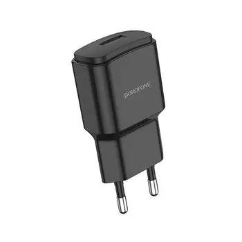 Сетевое зарядное устройство Borofone BA48A Orion, USB, 2.1A, черный (6931474728340), кабель Lightning 8pin