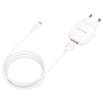Сетевое зарядное устройство Borofone BA49A Vast power, 1USB, 2.1A, белый (28432), Lightning 8pin