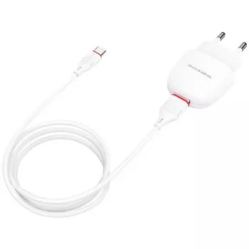 Сетевое зарядное устройство Borofone BA49A Vast power, 1USB, 2.1A, белый, кабель USB Type C