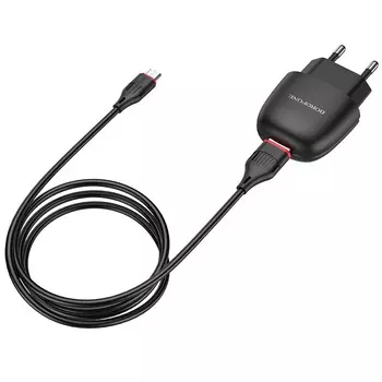 Сетевое зарядное устройство Borofone BA49A Vast power, 1USB, 2.1A, черный (28449), кабель microUSB
