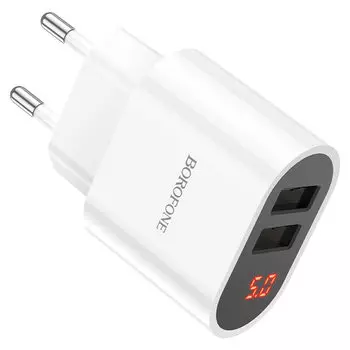 Сетевое зарядное устройство Borofone BA63A Richy 10 Вт, 2xUSB, 2.4А, белый (207913)