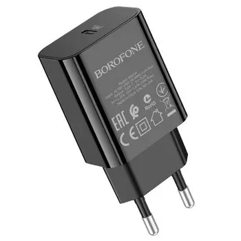 Сетевое зарядное устройство Borofone BA65A PD20W 20Вт, USB type-C, Quick Charge, PD, 3A, черный (213516)