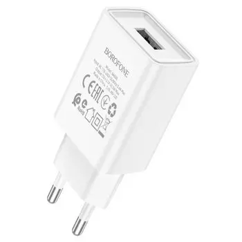 Сетевое зарядное устройство Borofone BA68A Glacier, USB, 2.1A, белый (6974443385670)