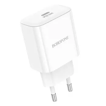 Сетевое зарядное устройство Borofone BA81A 20 Вт, EU, USB type-C, Quick Charge, PD, белый (6941991108181)