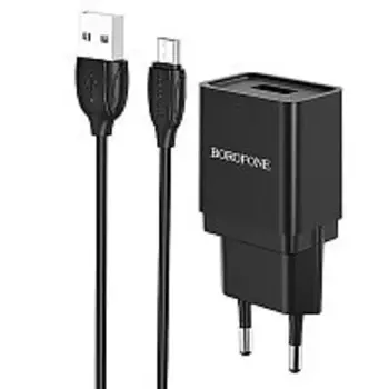 Сетевое зарядное устройство Borofone Nimble BA19A 5W, USB, черный (124347), micro USB