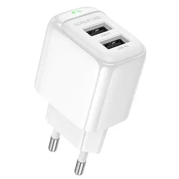 Сетевое зарядное устройство Borofone Potential BAS41A 12 Вт, 2xUSB, EU, белый (6941991113741)