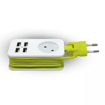 Удлинитель Uniel Travel S-CT1-1,5U WHITE/GREEN