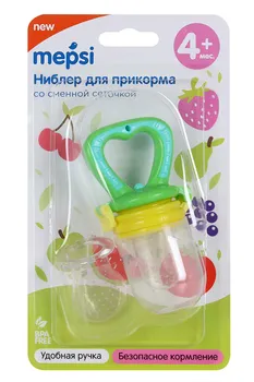 Ниблер Мепси со сменной сеточкой д/прикорма желто-зеленный (с 4 мес)