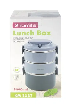 Ланч бокс Kamille тройной нерж сталь/пластик зеленый, 2,4 л