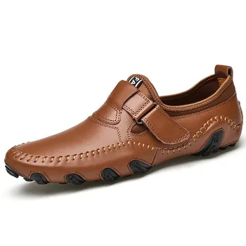 Весна и осень Новые мужские туфли British Wind Shoes больших размеров из натуральной кожи, дышащие, повседневные кожаные туфли с мягкой подошвой, мокасины 38 белый