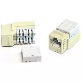 Вставка Hyperline KJE-8P8C-C6-90-IV Keystone Jack RJ-45(8P8C), категория 6, 110 IDC, заделка с помощью E-TOOL, слоновая кость