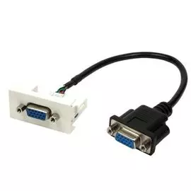 Вставка Lanmaster LAN-WA-LP-VGA-FF-0.2 Mosaic 22.5x45 с адаптером VGA D-SUB (HDB-15) мама, со шнуром 20 см мама, белая