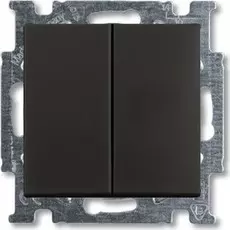 Выключатель ABB 1012-0-2177 2CKA001012A2177 BASIC 55 двухклавишный (механизм), 10А, 250В, IP20, в рамку шато (чёрный)