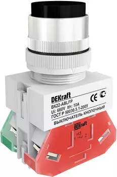 Выключатель DEKraft 25018DEK ВK-22 кнопочный ABLFP D=22мм 220В черный