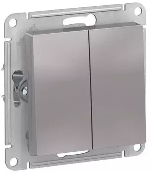 Выключатель двухклавишный кнопочный Systeme Electric ATN000317 AtlasDesign сх.2, 10А, механизм, Алюминий