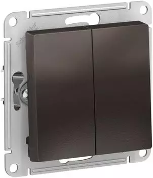 Выключатель двухклавишный кнопочный Systeme Electric ATN000617 AtlasDesign сх.2, 10А, механизм, Мокко