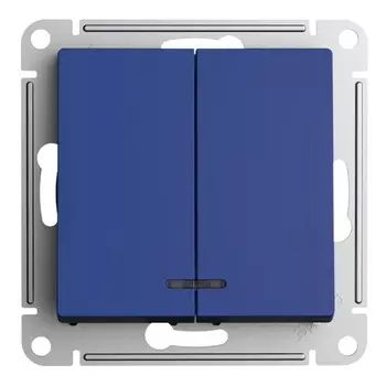 Выключатель двухклавишный с подсветкой Systeme Electric ATN001153 AtlasDesign сх.5а, 10АХ, механизм, Аквамарин