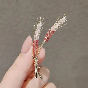 Женские броши, корейская мода, 3 цвета, стразы, колос пшеницы, булавки для лацканов, роскошные ювелирные аксессуары для одежды, темперамент, корсаж, аксессуар для костюмной булавки